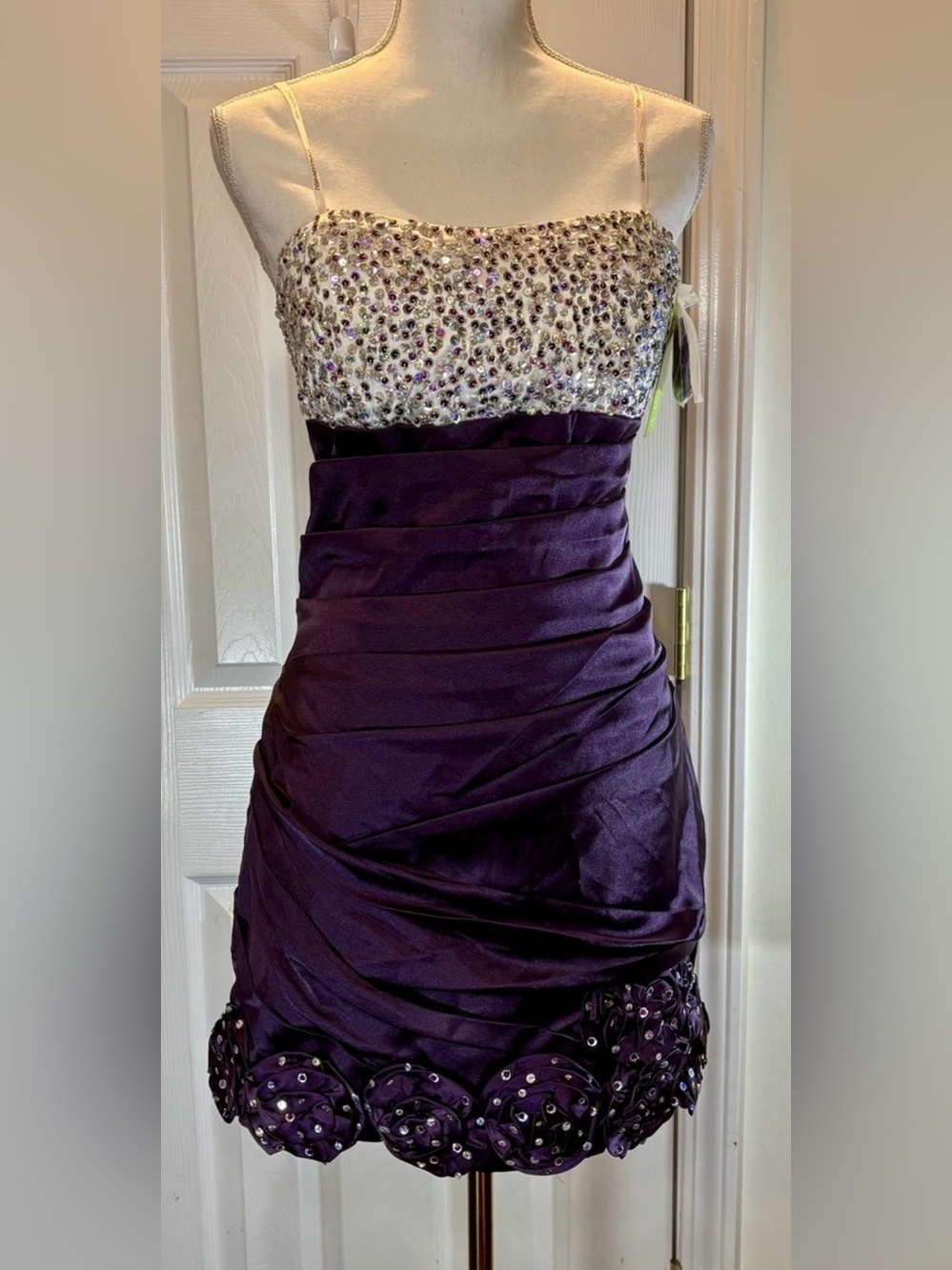 Nox Anabel Strapless/Straps Beaded Plum Purple Prom/Pageant/Mardi GRAS JuniorsXL